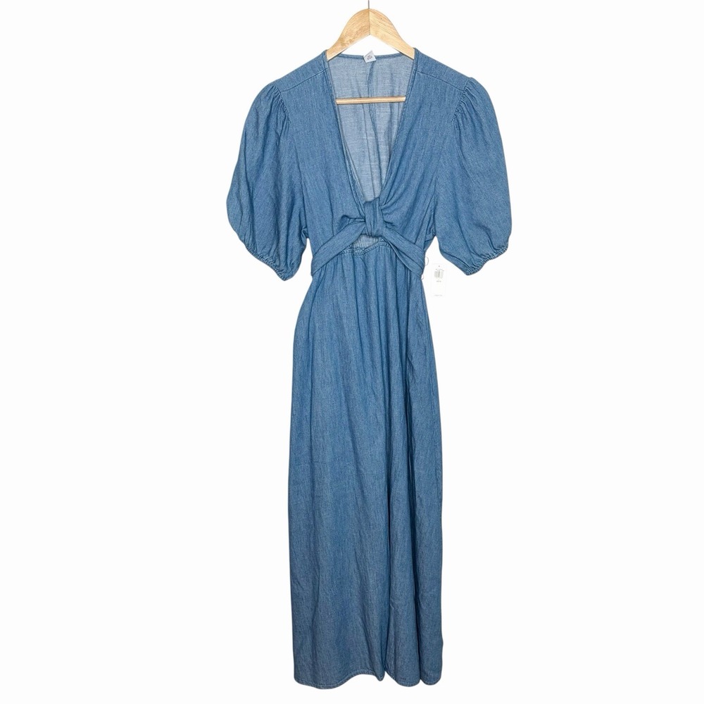 Old Navy Denim Twist Maxi Dress Womens Size L Petite Coastal Cowgirl Western